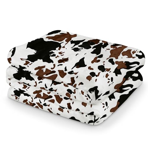 Cow Print Throw Blanket, Brown Western Decor Blanket, Soft Highland Cow Design Lightweight Animal Print Blanket for Couch Bed All Season, 50 x 60 Inch - color: Cow Print, size: 50*60IN