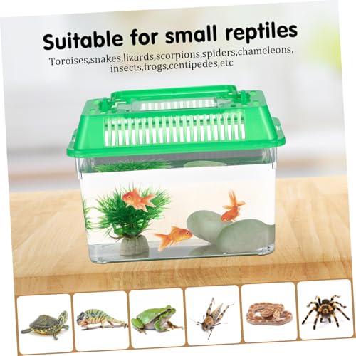 Toddmomy 5pcs Portable Small Plastic Fish Tank Handheld Aquarium Box for Reptile Habitat and Goldfish Feeding Transparent Mixed Color Turtle and Hamster Carrier