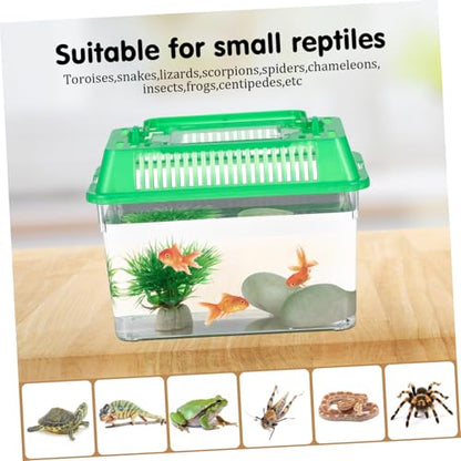 Toddmomy 5pcs Portable Small Plastic Fish Tank Handheld Aquarium Box for Reptile Habitat and Goldfish Feeding Transparent Mixed Color Turtle and Hamster Carrier