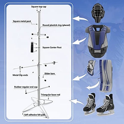 Hockey Gear Drying Rack Metal Sports Equipment Dry Rack Hockey Gear Dry Holder Adjustable Clips and Wrist Band for Drying and Storing Adult and Child Sport Equipment 55 x 22 Inch