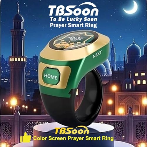 Color Screen Tasbih Smart Ring,Tasbeeh Counters,Prayer Smart Ring,Replaceable Pictures,Electronic Rosary,Forgiveness ring,Large Battery,Large Screen Display,Eid al-Fitr Eid al-Adha Ramadan Gift - color: Black
