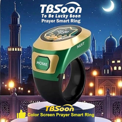 Color Screen Tasbih Smart Ring,Tasbeeh Counters,Prayer Smart Ring,Replaceable Pictures,Electronic Rosary,Forgiveness ring,Large Battery,Large Screen Display,Eid al-Fitr Eid al-Adha Ramadan Gift - color: Black