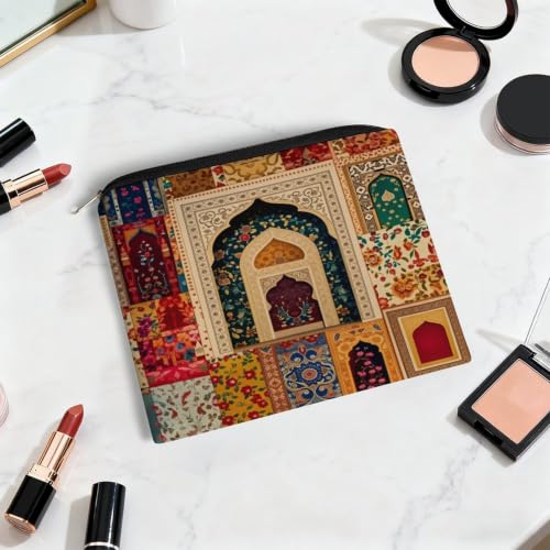 Ramadan Theme Showcases Vibrant Islamic Makeup Bag for Women, Cosmetic Pouch Travel Toiletry Organizer Bag 8.9"x6.5" Polyester - color: Ramadan Theme Showcases Vibrant Islamic