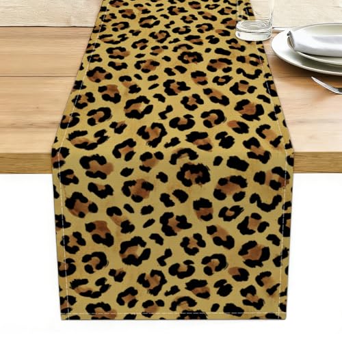 Leopard Print Party Table Runner Jungle Animal Theme Birthday Decor - color: Animal Print Leopard