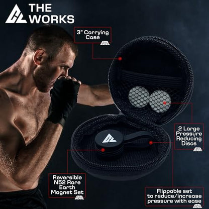 Reversible Cauliflower Ear Magnet Set + 2 Pressure Reducing Discs - Variable Compression Reduction Cauliflower Ear Treatment Kit - Cauliflower Ear Prevention - size: 2 Reversible Magnets (Joined)