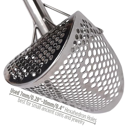 CooB Beach Sand Scoop Shovel Metal Detector Hunting Tool Monstrik v1 | Stainless Steel 1.5mm. Mixed Hexahedron 7-10mm Holes. Light and Strong Treasure Detecting Hunting Tool. Powered by CooB