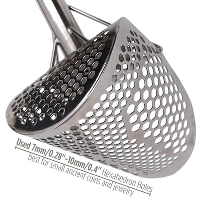 CooB Beach Sand Scoop Shovel Metal Detector Hunting Tool Monstrik v1 | Stainless Steel 1.5mm. Mixed Hexahedron 7-10mm Holes. Light and Strong Treasure Detecting Hunting Tool. Powered by CooB