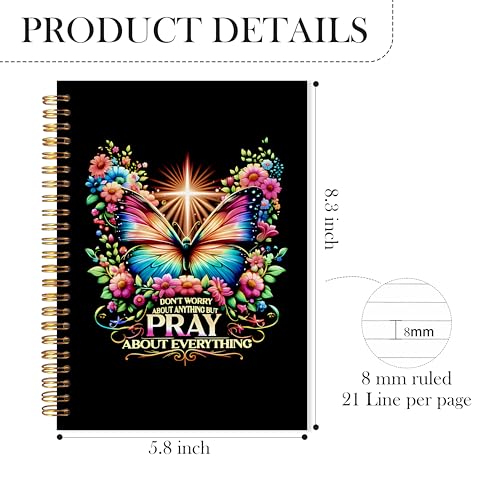 Butterfly Christian Notebook, Inspirational Bible Verse Journal for Women, Pray About Everything Religious Scripture Spiral Notebook, Prayer Journal for Woman, 5.5x8.3 - color: bt14