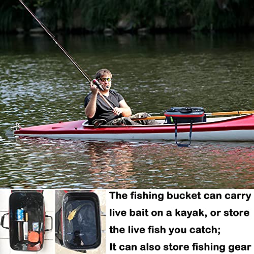 Grneric Fishing Bucket, 6Gallon/8Gallon/10Gallon Foldable Fish Bucket,Live Fish Container Multi-Functional Live Fish Bait Bucket,Outdoor Camping EVA Fishing Bag and Fish Protection Bucket - color: 23l/6gallon(black)