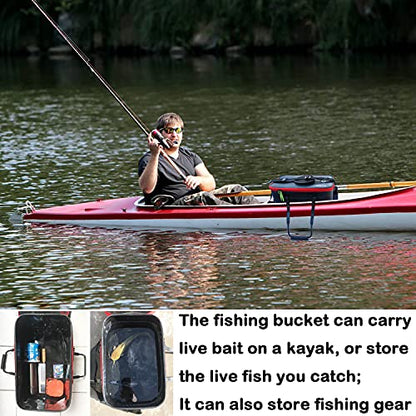 Grneric Fishing Bucket, 6Gallon/8Gallon/10Gallon Foldable Fish Bucket,Live Fish Container Multi-Functional Live Fish Bait Bucket,Outdoor Camping EVA Fishing Bag and Fish Protection Bucket - color: 23l/6gallon(black)