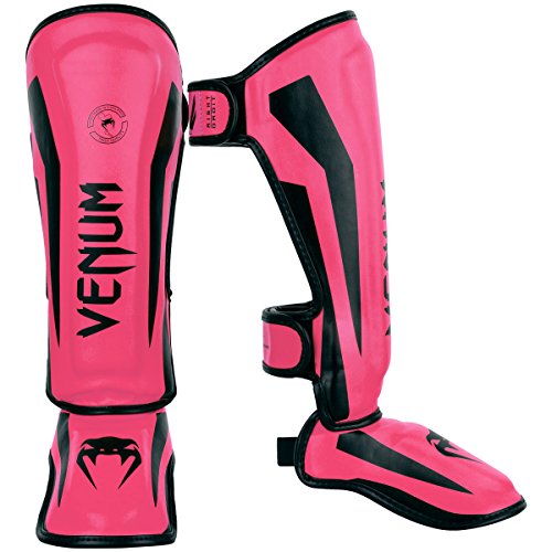 Venum Kids Elite Shinguards - color: Neo Pink, size: Small: 3-5 Years