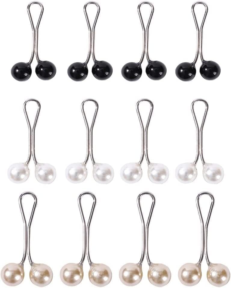 12Pcs Multicolor Headscarf Pearl Pins Clips U Shape Hijab Scarf Lady Muslim Scarf Shawl Clips Scarf Brooches Pin Jewelry Accessories, Jewelry (Black&White&Gold)