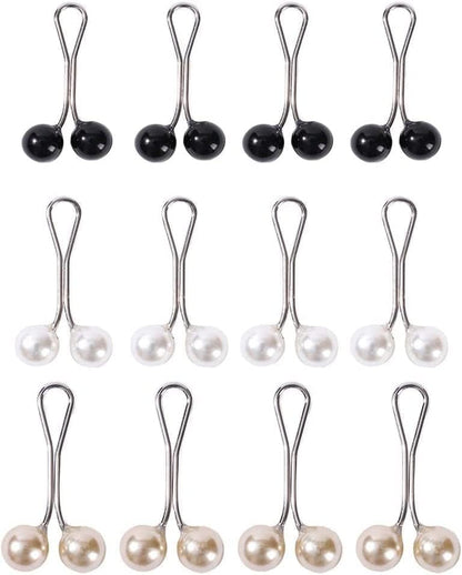 12Pcs Multicolor Headscarf Pearl Pins Clips U Shape Hijab Scarf Lady Muslim Scarf Shawl Clips Scarf Brooches Pin Jewelry Accessories, Jewelry (Black&White&Gold)