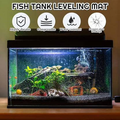 Pangda 1 Pcs 24 x 24 Inch Aquarium Fish Self Leveling Mat for Under Tank 5mm Thick Foam Compressible Neoprene Mat with Adhesive Backing Shockproof Waterproof Easy to Cut Stability, Black - size: 24 x 24 Inch
