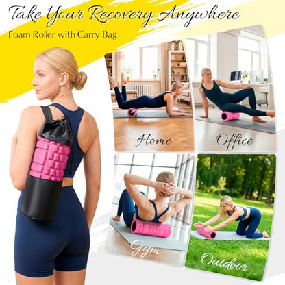 Foam Roller - 13'' Multi-Density Massage Roller for Deep Tissue & Muscle Recovery - Relieves Tight, Sore Muscles & Kinks, Improves Mobility & Circulation - Targets Key Body Parts (Pink) - color: Pink