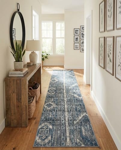 Rugs.com Oregon Collection Rug – 12 Ft Runner Light Slate Blue Low-Pile Rug Perfect for Hallways, Entryways - color: Blue Grey 1, size: 2'2" x 12' (Runner)