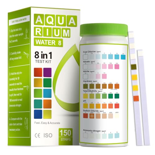 AAwipes 8-in-1 Aquarium Test Kit (150 Strips) for Freshwater & Saltwater - Quick & Accurate Water Testing for Aquariums & Ponds. Tests Free Chlorine, Hardness, pH, Ammonia Nitrogen, etc. (K02-150) - color: 150 Strips
