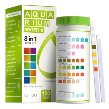AAwipes 8-in-1 Aquarium Test Kit (150 Strips) for Freshwater & Saltwater - Quick & Accurate Water Testing for Aquariums & Ponds. Tests Free Chlorine, Hardness, pH, Ammonia Nitrogen, etc. (K02-150) - color: 150 Strips