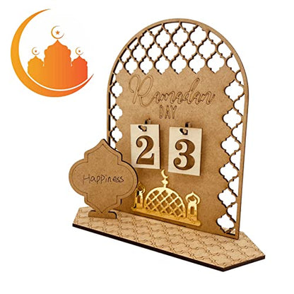 Naysku 2023 R-amadan, M-ubarak Countdown Calendar Decorations, Wooden R-amadan Calendar, Eid M-ubarak Ornament, Hollow Out R-amadan Calendar I-slam M-uslim Accessories for Home Decor