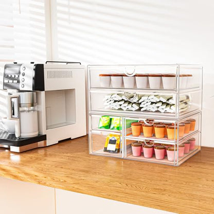 ARSTPEOE Acrylic Organizer with 6 Drawers, Bathroom Counter Organizer, Makeup Desk Organizers, Office Supplies, Storage Drawers for Cosmetic, Pencil, Coffee - size: 6 Drawers