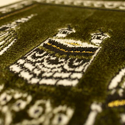 Modefa Turkish Velvet Prayer Rug | Small Child Toddler Size Namaz Sajadah Janamaz | Msq & Kb (Olive Green) - color: Olive Green