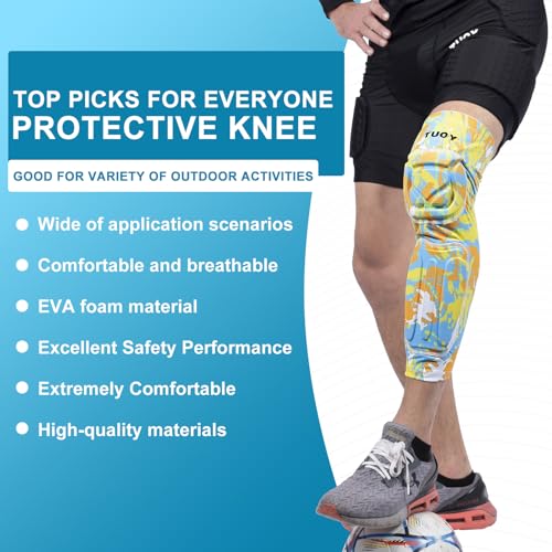 Knee Pads Calf Padded Leg Compression Sleeve Shin Brace Protective Gear for Football Basketball Volleyball Soccer Baseball Youth Adult Yellow 2XL (1 Pair) - color: Yellow, size: XX-Large