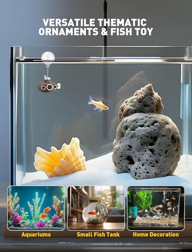 2.1 Inch Mini Floating Submarine Aquarium Decoration | Mini Resin Submarine Ornament with Float Ball and Adjustable Line for Aquariums, Fish Tanks and Terrariums - size: 2.1'' Mini Floating Submarine
