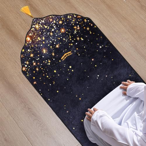 Prayer Mat Muslim Prayer Rug Portable Festival Mat Lightweight Praying Carpet with Tassel for Women Men - color: Black