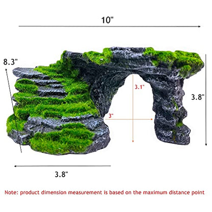 M2cbridge Reptile Hide Resting Step Ledge Cave Hideout Turtle Basking Platform – Great for Reptiles, Amphibians, and Fish (Moss Step Ledge B) - style: Moss Step Ledge B