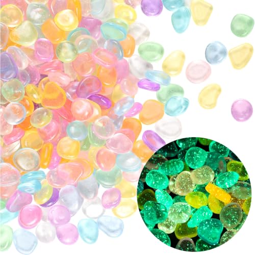 OSOPOLA 350 PCS Glow in The Dark Rocks - White Luminous Stones | Fish Tank Accessories DIY Decor Pebbles for Fairy Garden Yard FD05MX350B - color: Starlight/350 pcs, size: 2.5x2x0.5cm