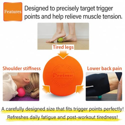 Massage Lacrosse Balls for Myofascial Release, Trigger Point Therapy,Manual Massage Balls, Muscle Knots, and Yoga Deep Tissue Massage. Set of 2 Firm Balls (Orange and Yellow) - color: Orange and Yellow