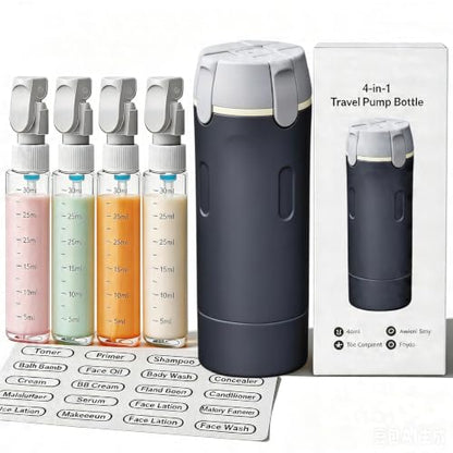 4 in 1 Travel Dispenser Bottle,4 Pack 30ML Travel Bottles for Toiletries, Leak Proof Travel Size Containers (Black, OneSize) - color: Black