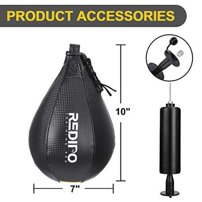 Superior Boxing Speed Bag - PU Leather Speed Punching Ball - Heavy Duty Hanging Swivel Ball for Gym & MMA Muay Thai Sports Fitness - Punching Dodge Striking Speed Reflex Ball - color: Black（10"x7"）