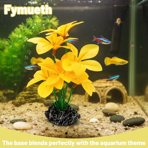 Silk Plants for Fish Tank, 2 Silk Aquarium Plants for Betta Fish, Compact 2x3x6 Inch Design with Realistic Stone Base, Functional Resting Spots for Small Tanks and Reptile Habitats