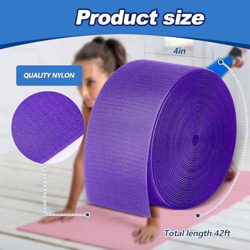 Shappy Gymnastics Mat Hook Fastener Gymnastics Cheer Mats Tape Strip for Tumbling 4" Wide Carpet Repair Nylon Hook for Carpet Bonded Foam Seams Cheer Gym Floors Cheerleading Supplies - color: Purple