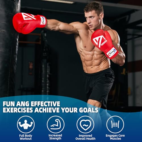 Boxing Gloves for Men Women, Training Sparring Boxing Gloves, Heavy Punching Bag Workout Gloves for Boxing Kickboxing Muay Thai Mixed Martial Arts MMA Training - color: Red