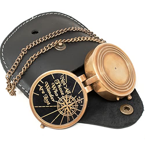 Engraved Personalized Inscription Antique Brass Compass Engraved with Leather Case Son Mom Children Gift Baptism Birthday Easter Decor - style: Not All Those.....