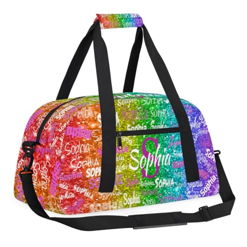 Personalized Gym Bag for Girl, Cheer Bag, Red Green Purple Sequins | Sport Duffel Bag Cheer Bag Customized Travel Duffle Bag Overnight Weekender Bag - color: Color 17