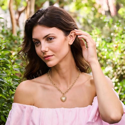 POTESSA 18K Gold Plated Pendant Necklace Medallion Coin Heart Y Shaped Chain Toggle Necklace for Women Jewelry - color: Gold Zircon Hollow Heart