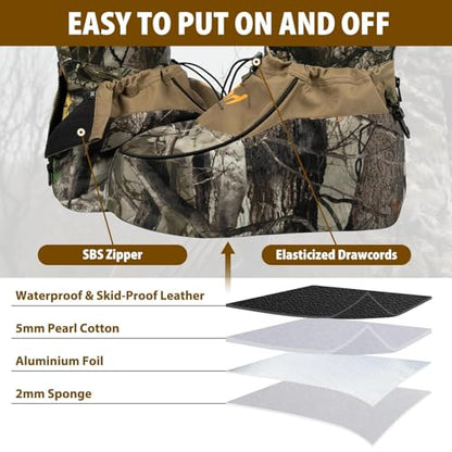 Insulated Boot Covers, 600D Durable Cold Weather Insulators with Water-Resistant PU Leather, Non-Slip Boot Covers for Hunting, Fishing, Camping, and Outdoor Activities (Next Camo) - size: X-Large