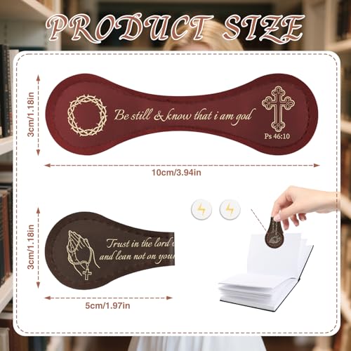 Bible Verse Magnetic Leather Bookmarks - Wxiben 3 Pcs Christian Inspirational Leather Bookmark Scripture Religious Book Mark Magnetic Page Clips for Women Men Book Lovers Students Teacher Reading Gift