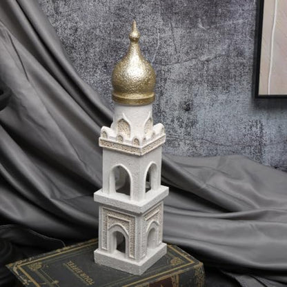 Islamic Cultural Decor Collection - Handcrafted Resin Mosque Models & Tower Ornaments for Home/Office Display Ramadan Decoration (Tower 1) - style: tower 1