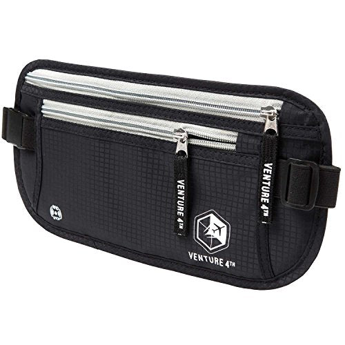 VENTURE 4TH Travel Money Belt with 7 RFID Sleeves - Black - color: Black