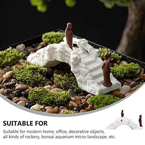 Cabilock 1pc Ornaments Miniture Decoration Zen Arc Bridge Climbing Ladder for Arch Plank Table Top Decor Mini Doll House Terrarium Bridge Glass Decor Ceramics Fish Tank Accessories White