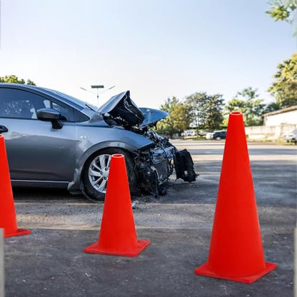 Versatyle Heavy Duty Agility Training Cones (2 in, 6 in, 9 in, 12 in, 28 in) for Sports, Kids Coaching, Multipurpose Field Marker Cones, Soccer, Basketball Drills, Bike, Motorcycle, Traffic Training - style: 28in, Orange