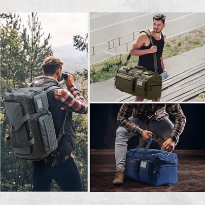 G4Free 3-in-1 Duffle Bag Travel Gym Sports, Large Tactical Duffel Backpack | 50L/65L with Shoes Compartment and Wet Pocket, Military Workout Bag for Men and Women, Blue - color: Navy