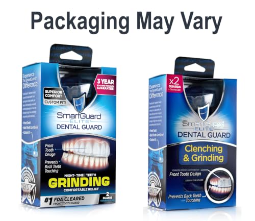 Dental Guard SMARTGUARD Elite (2 Guards 1 Travel case) Front Tooth Custom Anti Teeth Grinding Night Guard for Clenching - Dentist Designed - Bruxing Splint Mouth Protector for Relief of Symptoms - size: 2 Count (Pack of 1)