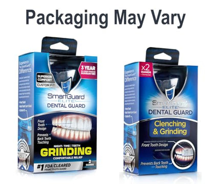 Dental Guard SMARTGUARD Elite (2 Guards 1 Travel case) Front Tooth Custom Anti Teeth Grinding Night Guard for Clenching - Dentist Designed - Bruxing Splint Mouth Protector for Relief of Symptoms - size: 2 Count (Pack of 1)