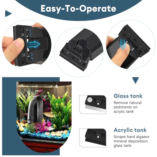 AQQA Aquarium Magnet Glass/Acrylic Cleaner,Fish Tank Cleaner Brush | Magnetic Algae Scrapers Cleaning Tools with 2 Detachable Scrapers,Floating Freshwater Saltwater ( L) - size: Large