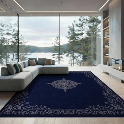 9'x12' Blue Deep Medallion Prayer Design Washable Area Rug - color: Blue/Pattern 12, size: 9' x 12' (Rectangular)